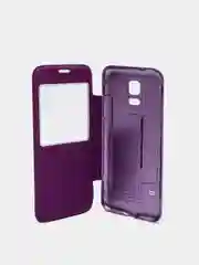 Фиолетовый чехол книжка Samsung Galaxy S5 Mini, Самсунг Галакси С5 Мини с окошком