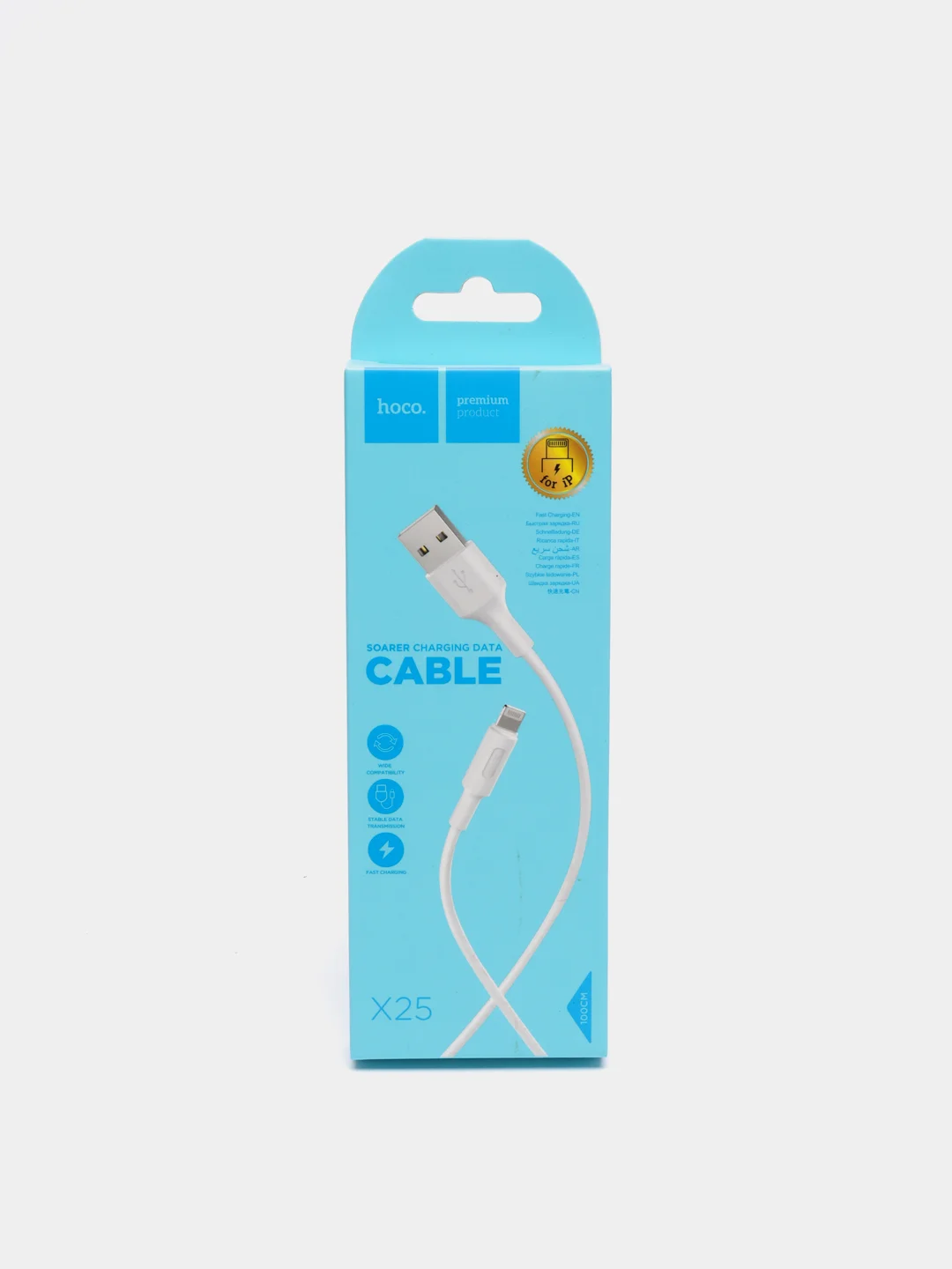 Белый кабель зарядный Hoco X25 lightning для Apple iPhone