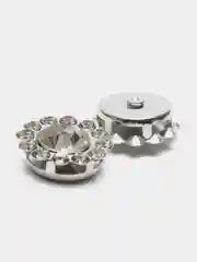 Белый кабошон со стразами, серединка, 10 штук