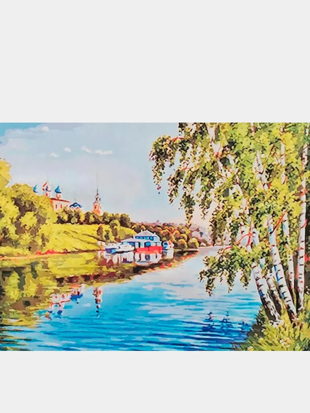 Белый алмазная мозаика "Природа" на подрамнике, 40*50 см