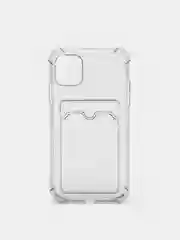 Серый чехол с  карманом для карт для Iphone 11, противоударный, силиконовый