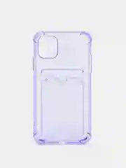 Фиолетовый чехол с  карманом для карт для Iphone 11, противоударный, силиконовый