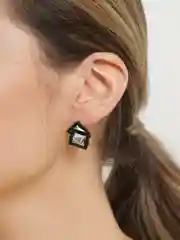 Серьги двухслойные с большим кристаллом внутри Kosma