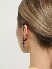 Черный серьга из стали для украшения уха с обманкой