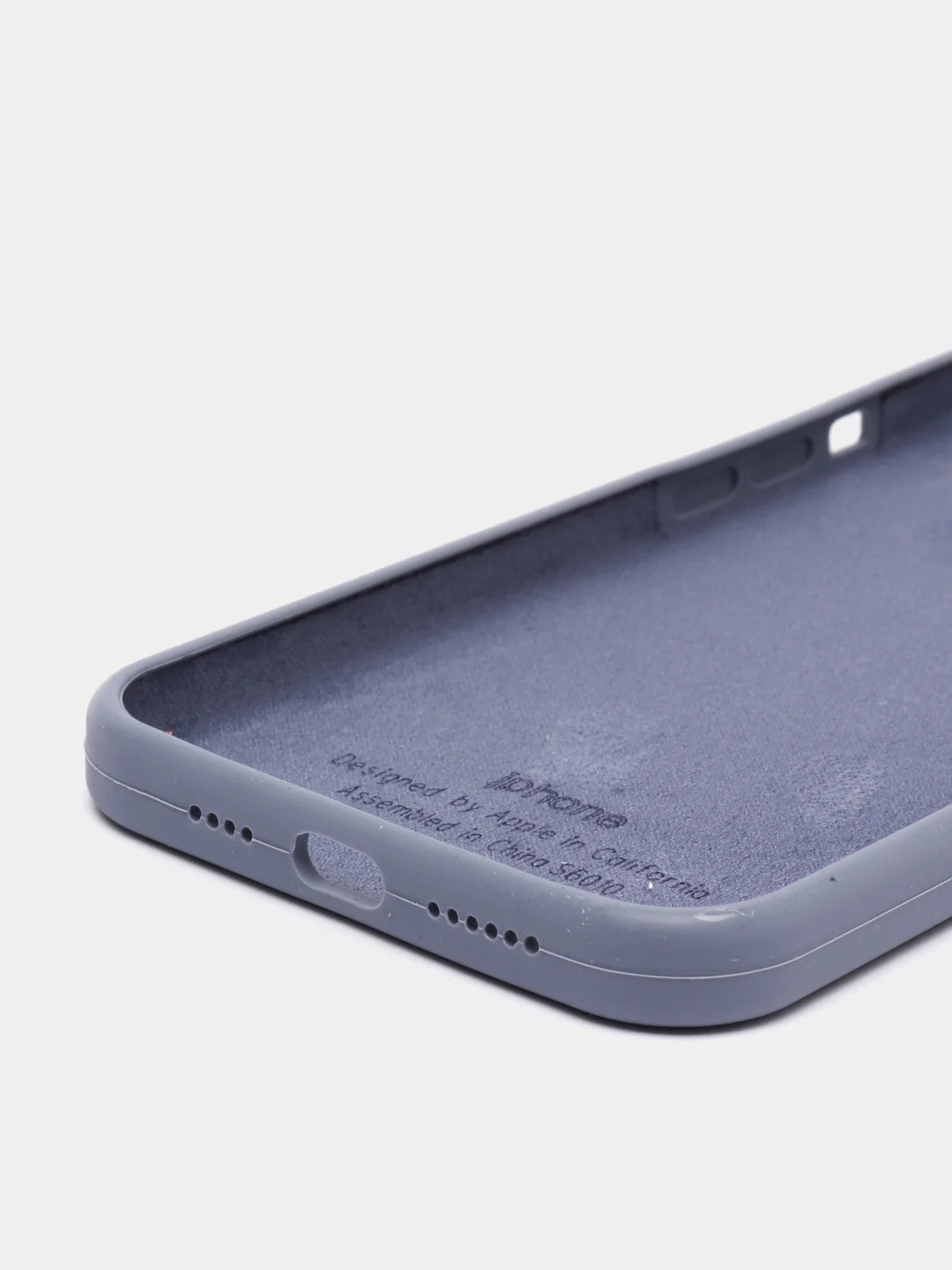 Небесно-голубой чехол Silicone Case для iPhone 12 Pro Max с логотипом закрытый низ