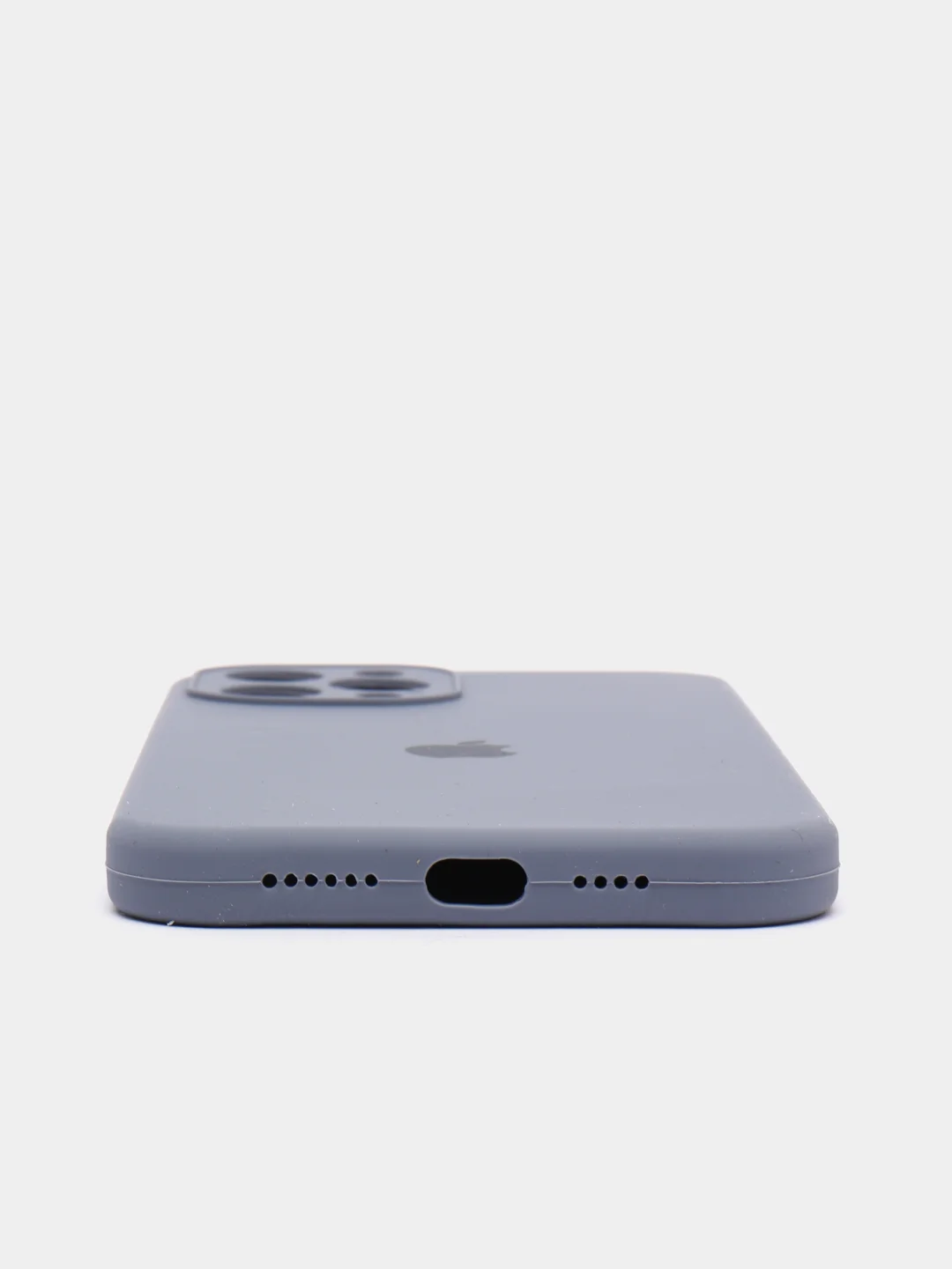 Небесно-голубой чехол Silicone Case для iPhone 12 Pro Max с логотипом закрытый низ