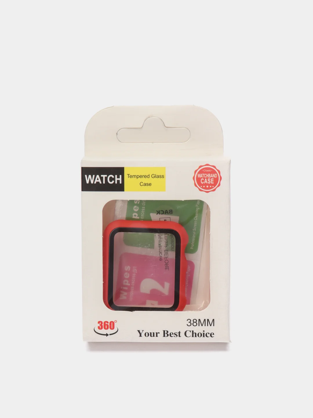 Красный бампер накладка чехол на корпус часов со стеклом Apple Watch (Эпл вотч) 38 mm