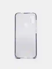 Синий чехол силиконовый Samsung A11, прозрачный, с цветной вставкой