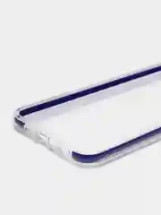 Синий чехол силиконовый Samsung A11, прозрачный, с цветной вставкой