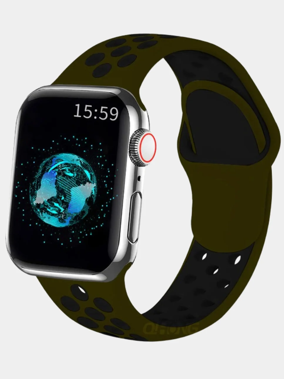 Хаки спортивный силиконовый ремешок для часов Apple Watch, двухцветный, 38/40 mm