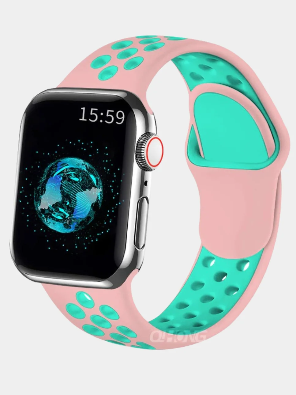 Розовый спортивный силиконовый ремешок для часов Apple Watch 1/2/3/4/5/6/SE, двухцветный, 42/44mm