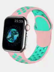 Розовый спортивный силиконовый ремешок для часов Apple Watch 1/2/3/4/5/6/SE, двухцветный, 42/44mm