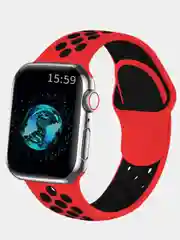 Красный спортивный силиконовый ремешок для часов Apple Watch 1/2/3/4/5/6/SE, двухцветный, 42/44mm
