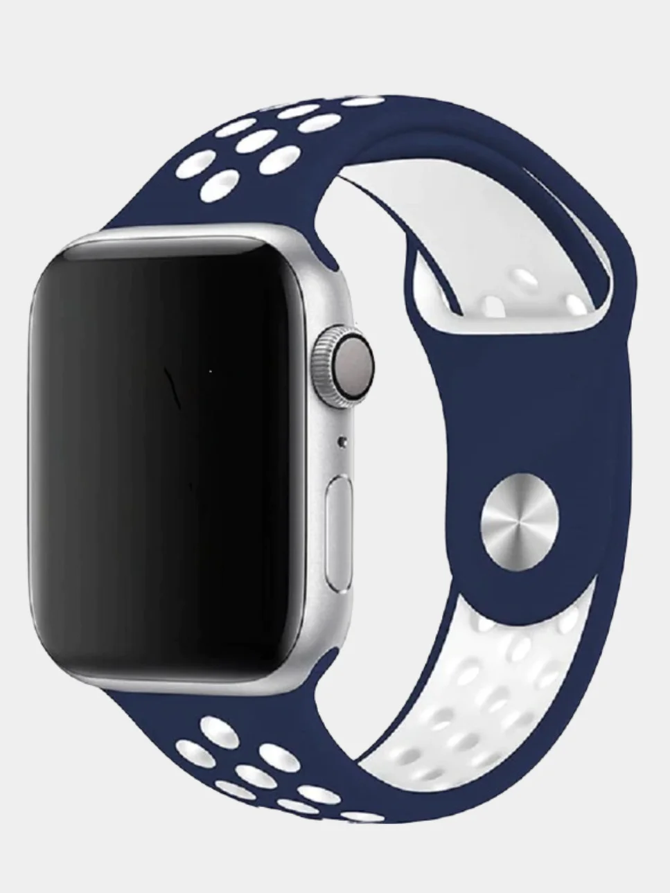 Индиго спортивный силиконовый ремешок для часов Apple Watch 1/2/3/4/5/6/SE, двухцветный, 42/44mm