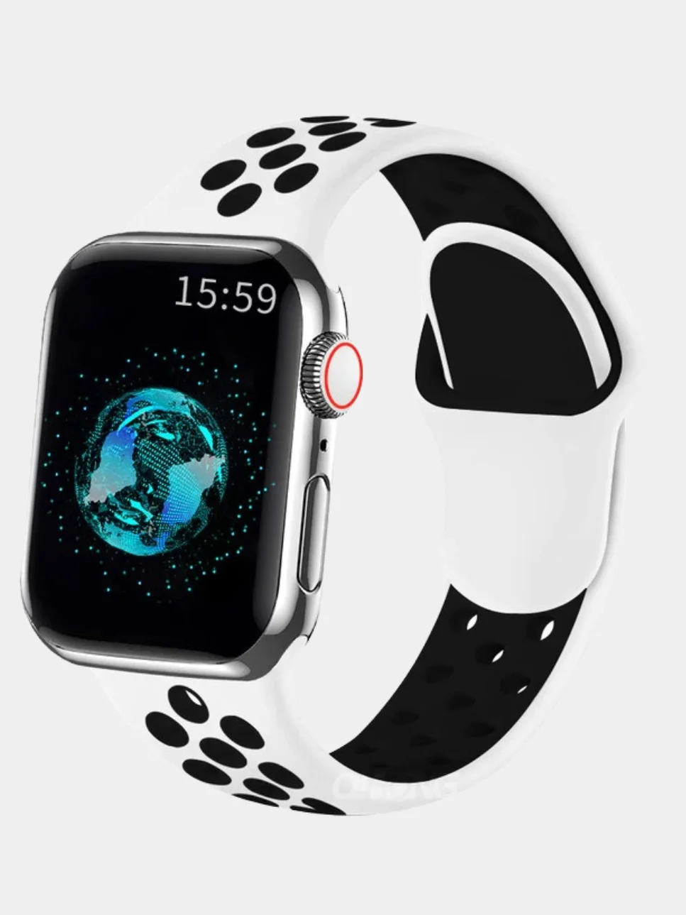 Белый спортивный силиконовый ремешок для часов Apple Watch 1/2/3/4/5/6/SE, двухцветный, 42/44mm