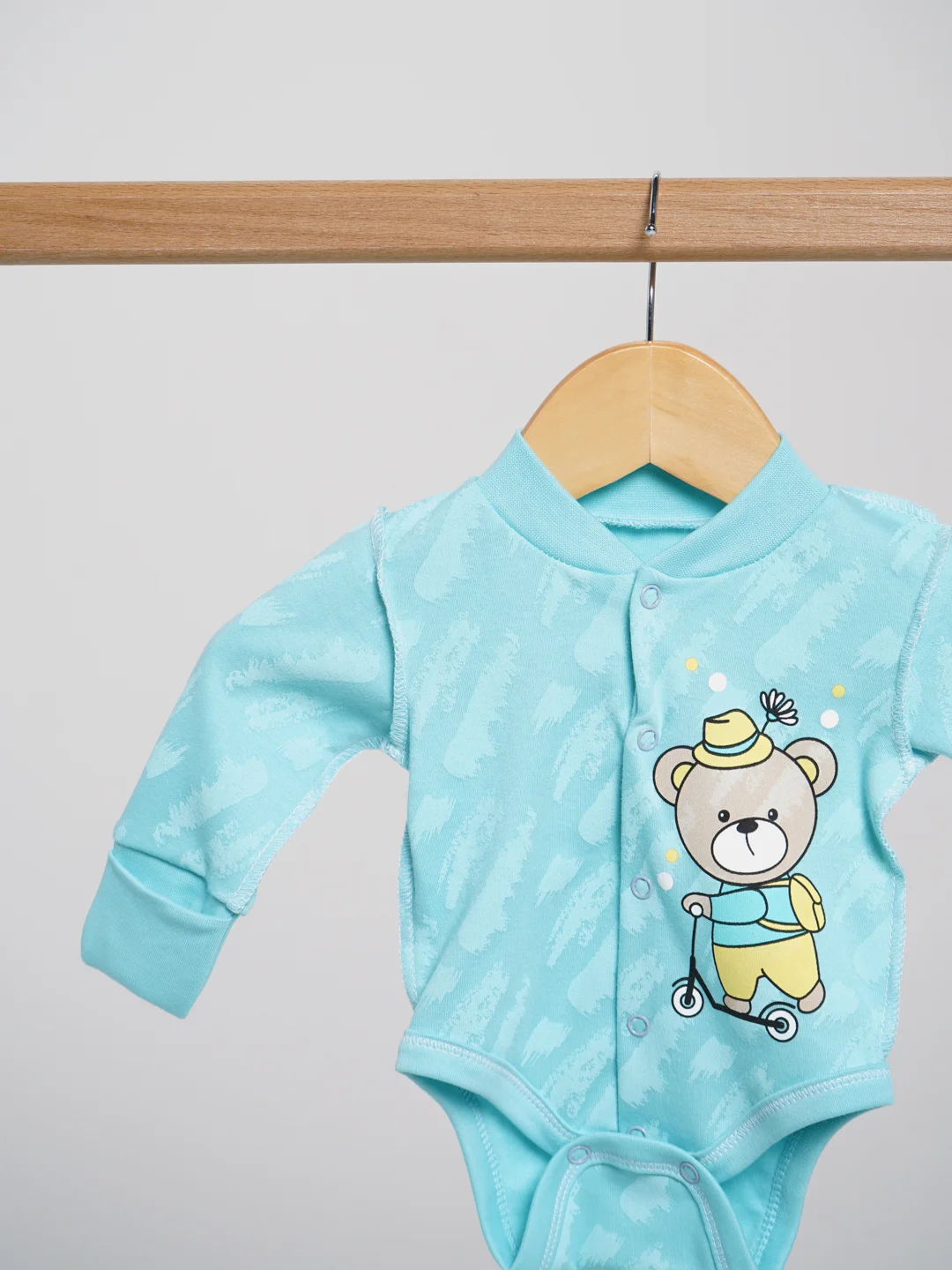 Бирюзовый боди детское PolyWay Bear, для малыша, с длинным рукавом