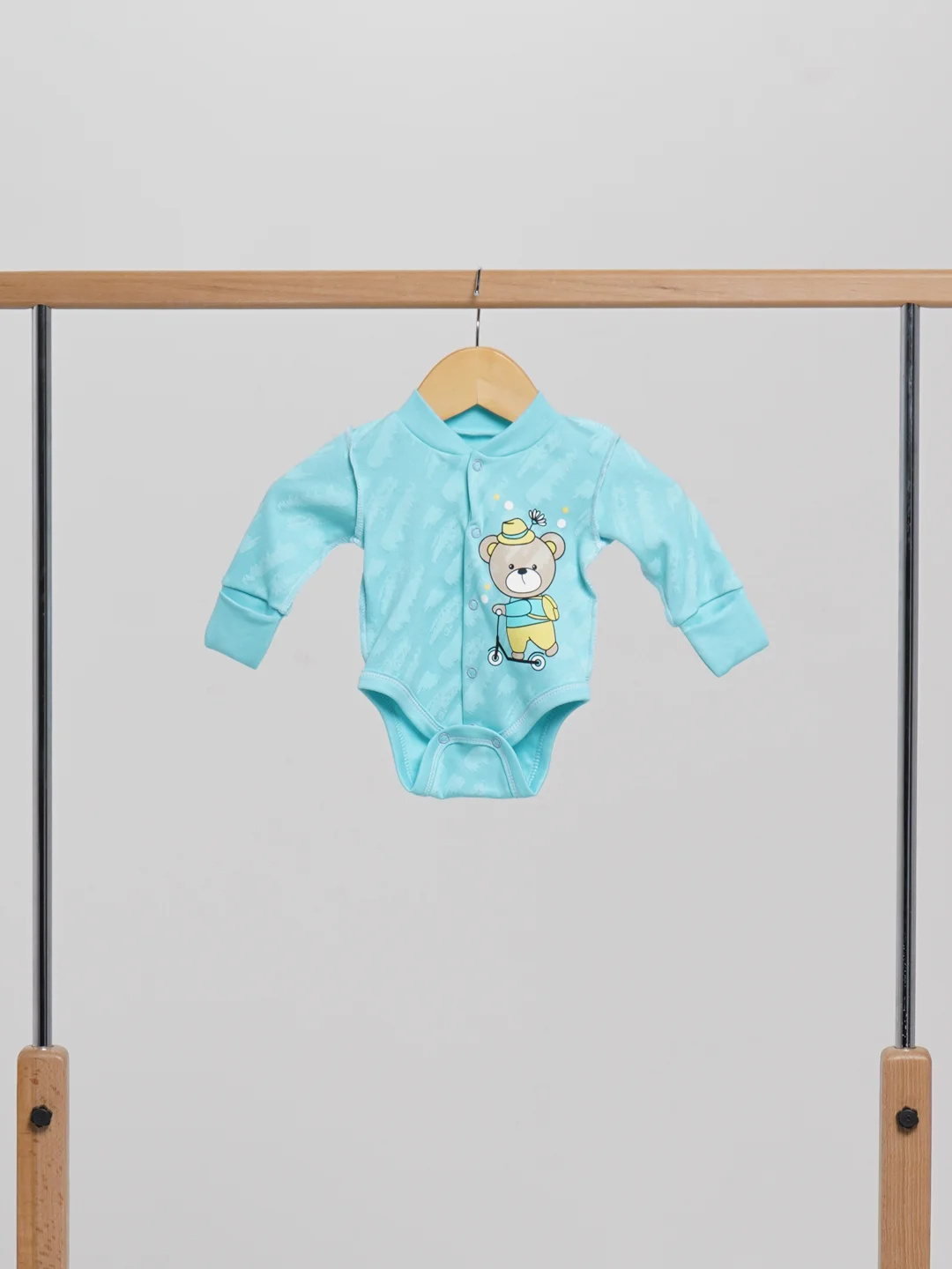 Бирюзовый боди детское PolyWay Bear, для малыша, с длинным рукавом