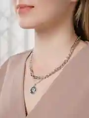 Серебряный многоярусная двойная цепочка на шею, с подвеской