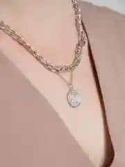 Серебряный многоярусная двойная цепочка на шею, с подвеской
