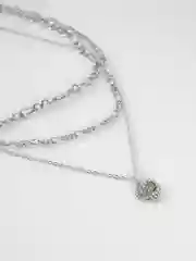 Серебряный тройная цепочка на шею с подвеской