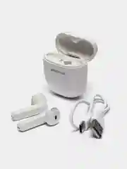Белый bluetooth-наушники Borofone BE49, с микрофоном TWS