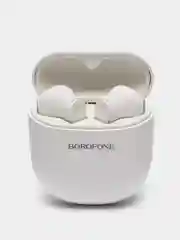 Белый bluetooth-наушники Borofone BE49, с микрофоном TWS