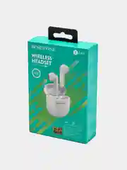 Белый bluetooth-наушники Borofone BE49, с микрофоном TWS
