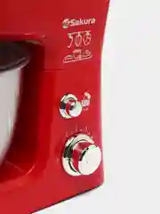 Красный миксер Sakura SA-6327R планетарный, с чашей 3.5л, 1000Вт
