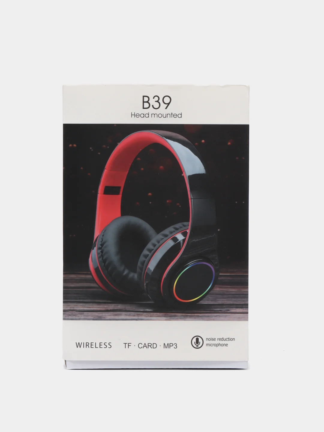 Красный полноразмерные игровые наушники с RGB подсветкой Tws