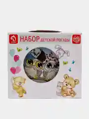Светло-синий набор детской посуды, 3 предмета