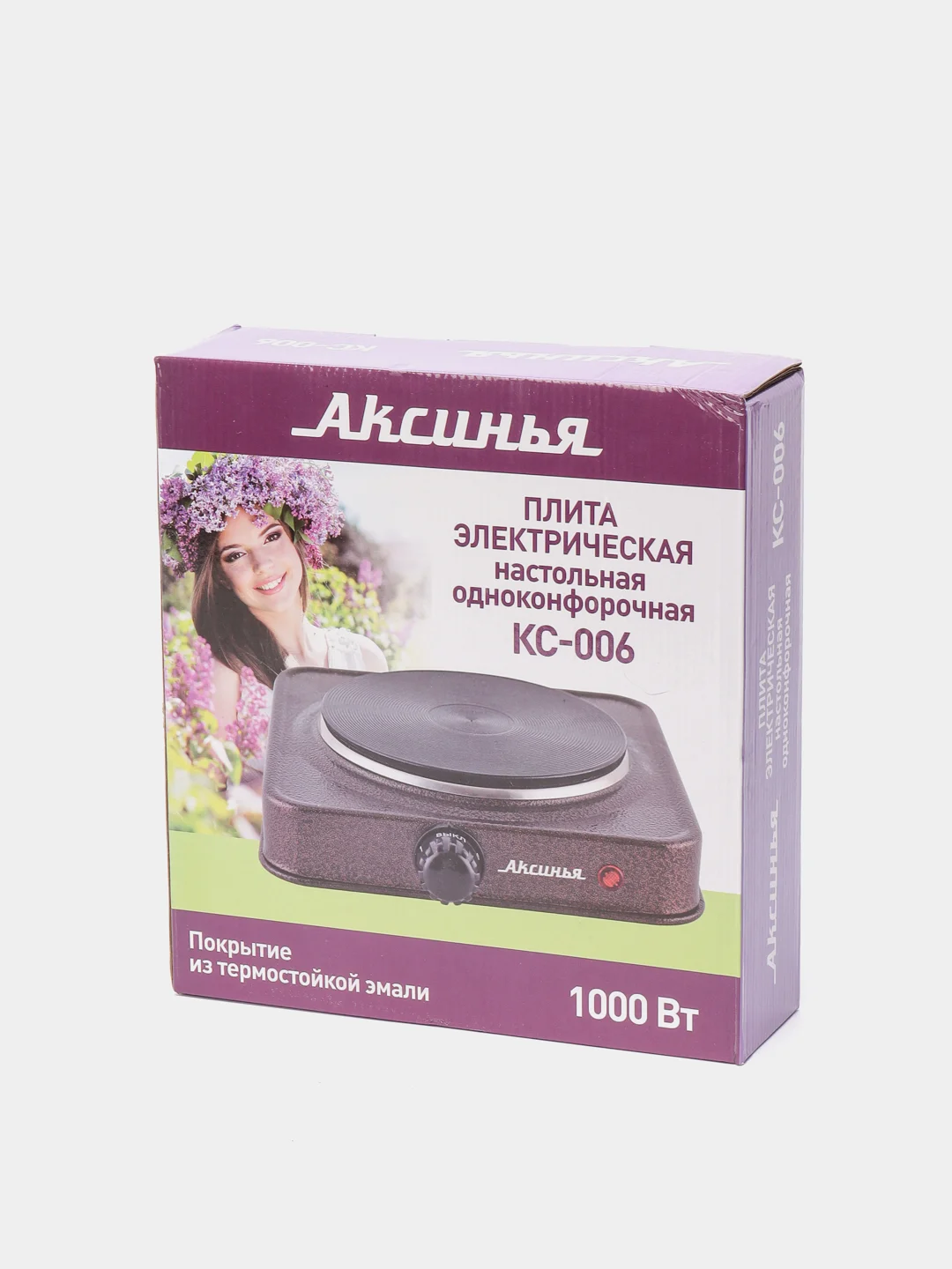 Плита электрическая 1000 Вт настольная 1-конфорочная АКСИНЬЯ КС-006 коричневая