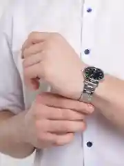 Серебряный часы мужские наручные, кварцевые, часы с браслетом