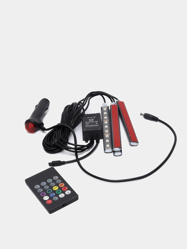 Подсветка салона авто со звуковым контроллером ElectroKot, 4 модуля, 36 LED, ИК-пульт RGB