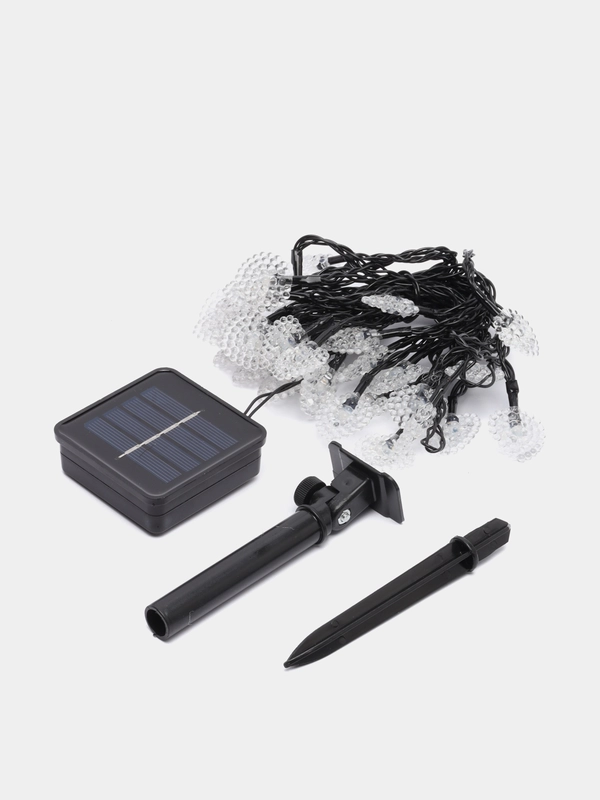 Гирлянда-нить "Сердца", 4,5 м, IP44, тёмная нить, 30 LED,  2 режима, солнечная батарея
