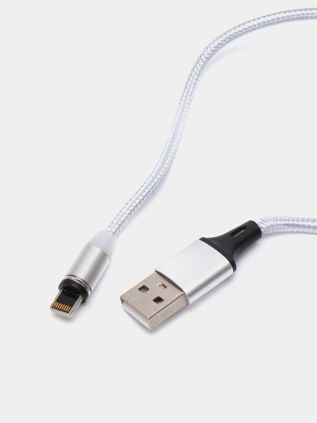 Серебряный кабель USB для зарядки 2-х метровый мощность 2А+магнитный коннектор