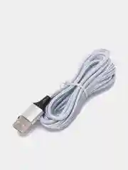 Серебряный кабель USB для зарядки 2-х метровый мощность 2А+магнитный коннектор