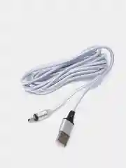Серебряный кабель USB для зарядки 2-х метровый мощность 2А+магнитный коннектор