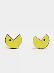Серьги-пусеты деревянные "Пакман" (Pac-Man)