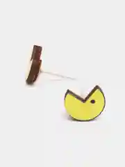 Серьги-пусеты деревянные "Пакман" (Pac-Man)
