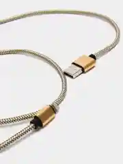 Золотой кабель LuazON, Micro - USB, lighting 1 А, 1 м, пластиковое армирование, ПВХ, штекер металл