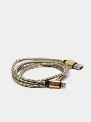 Золотой кабель LuazON, Micro - USB, lighting 1 А, 1 м, пластиковое армирование, ПВХ, штекер металл