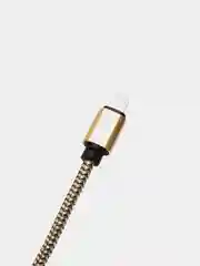 Золотой кабель LuazON, Micro - USB, lighting 1 А, 1 м, пластиковое армирование, ПВХ, штекер металл
