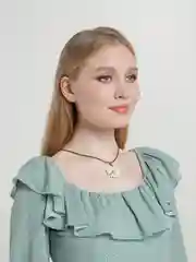 Черный цепочка на шею, с подвеской "Ромашка"