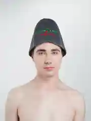 Оливковый шапка бани и сауны,  с вышивкой