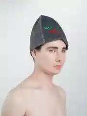 Серый шапка бани и сауны,  с вышивкой
