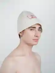 Бежевый шапка бани и сауны,  с вышивкой