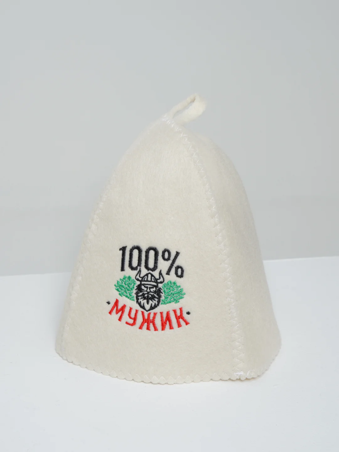 Шапка для бани и сауны с вышивкой "100% мужик. Викинг", войлок, натуральный состав