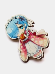 Значок деревянный по аниме "Re:Zero. Жизнь с нуля в альтернативном мире"