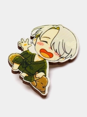 Значок деревянный по аниме "Юри на льду" (Yuri on Ice)