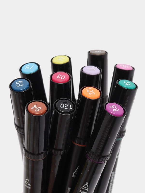 Набор маркеров для скетчинга TERSO Black Pastel, 12 цветов